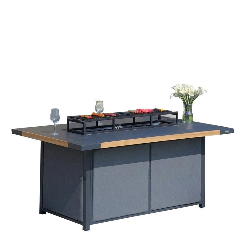 Ensemble de conversation de patio en acrylique 4 pièces avec table foyer et barbecue