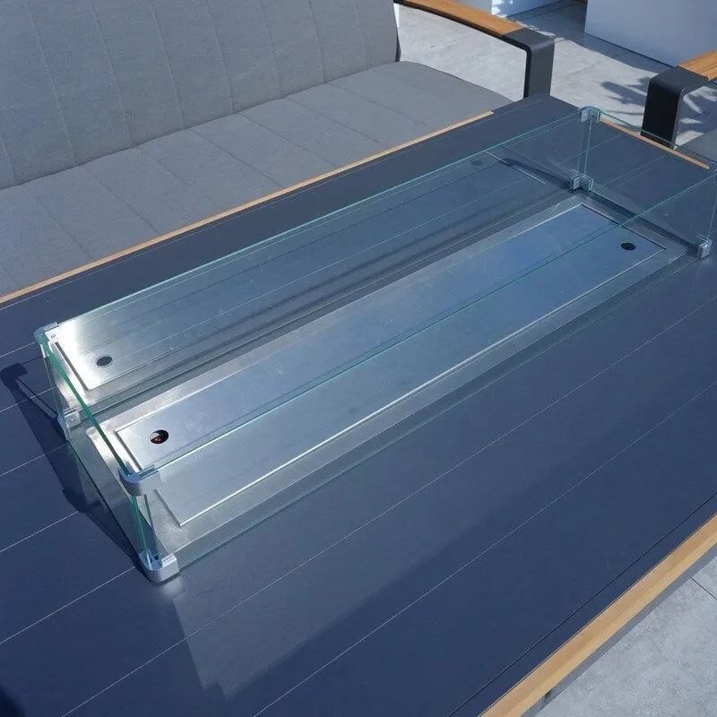 Ensemble de conversation de patio en acrylique 4 pièces avec table foyer et barbecue