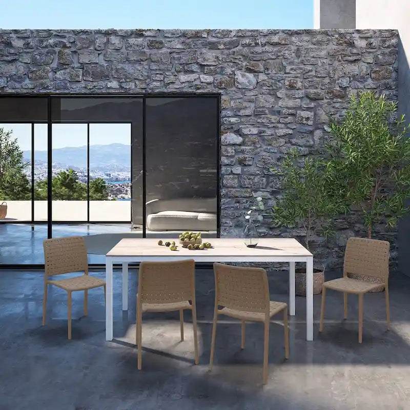 Chaises d'appoint empilables modernes WRGHOME pour terrasse, intérieur/extérieur (lot de 2) - 84,2 cm H x 47 cm L x 55,5 cm P