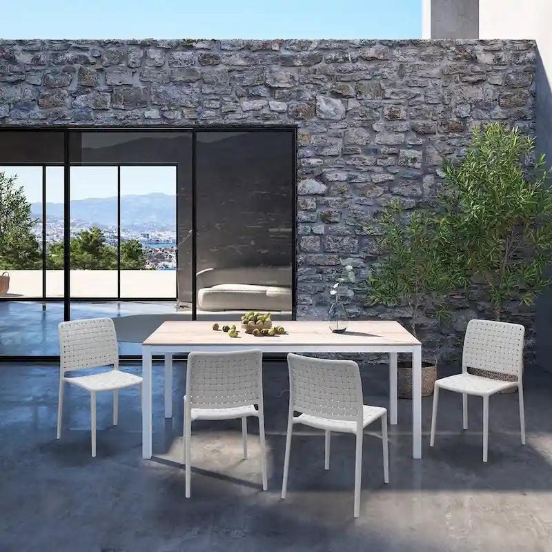 Chaises d'appoint empilables modernes WRGHOME pour terrasse, intérieur/extérieur (lot de 2) - 84,2 cm H x 47 cm L x 55,5 cm P