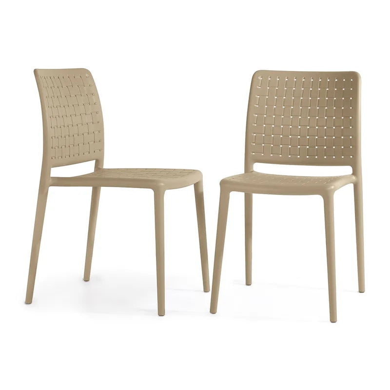 Chaises d'appoint empilables modernes WRGHOME pour terrasse, intérieur/extérieur (lot de 2) - 84,2 cm H x 47 cm L x 55,5 cm P