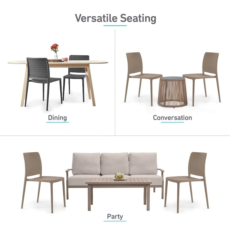 Chaises d'appoint empilables modernes WRGHOME pour terrasse, intérieur/extérieur (lot de 2) - 84,2 cm H x 47 cm L x 55,5 cm P