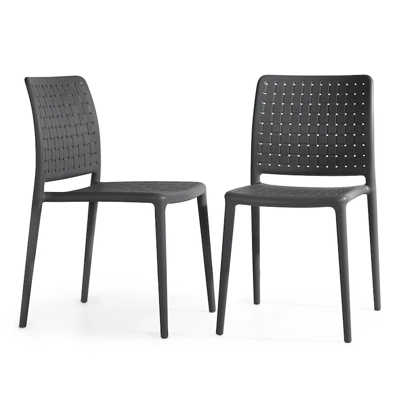 Chaises d'appoint empilables modernes WRGHOME pour terrasse, intérieur/extérieur (lot de 2) - 84,2 cm H x 47 cm L x 55,5 cm P