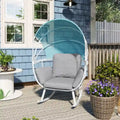 Fauteuil à bascule d'extérieur VredHom en forme d'œuf avec coussin et auvent pliable