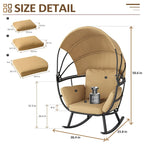 Fauteuil à bascule d'extérieur VredHom en forme d'œuf avec coussin et auvent pliable