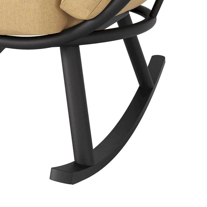 Fauteuil à bascule d'extérieur VredHom en forme d'œuf avec coussin et auvent pliable