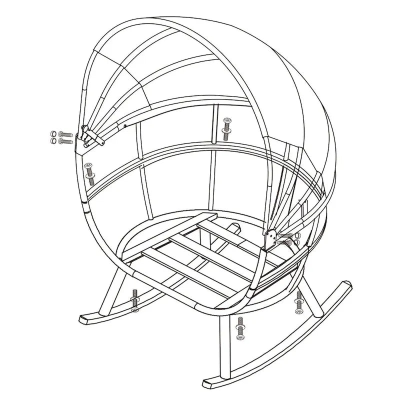 Fauteuil à bascule d'extérieur VredHom en forme d'œuf avec coussin et auvent pliable