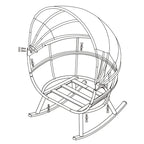 Fauteuil à bascule d'extérieur VredHom en forme d'œuf avec coussin et auvent pliable