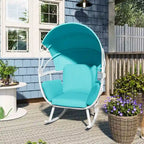 Fauteuil à bascule d'extérieur VredHom en forme d'œuf avec coussin et auvent pliable