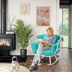 Fauteuil à bascule d'extérieur VredHom en forme d'œuf avec coussin et auvent pliable