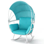 Fauteuil à bascule d'extérieur VredHom en forme d'œuf avec coussin et auvent pliable