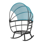 Fauteuil à bascule d'extérieur VredHom en forme d'œuf avec coussin et auvent pliable
