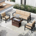 4 Pieces Aluminum Patio Furniture Set with 40 Fire Pit Table