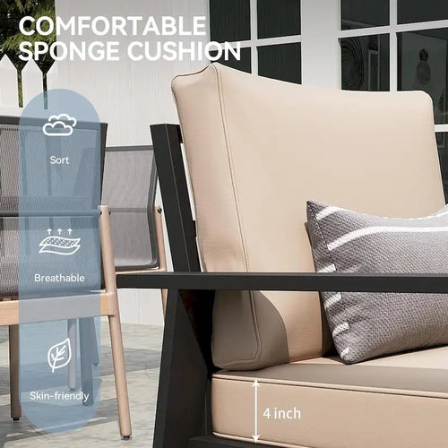 Ensemble de mobilier de patio en aluminium 4 pièces avec table de foyer de 40 pouces