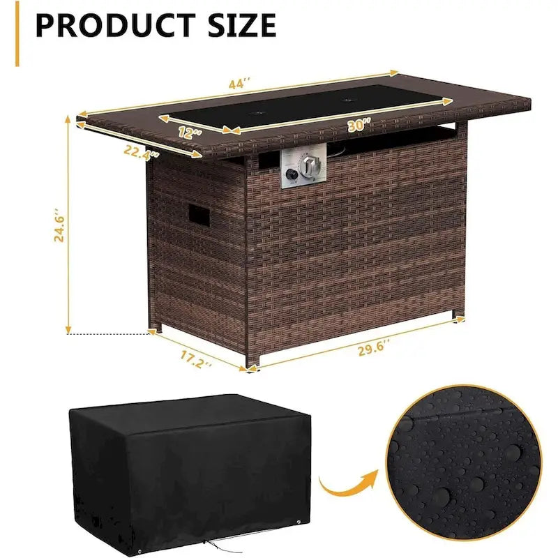 Ensemble de mobilier de patio en aluminium 4 pièces avec table de foyer de 40 pouces