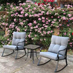 Ensemble fauteuil à bascule et table de chevet blanc cassé
