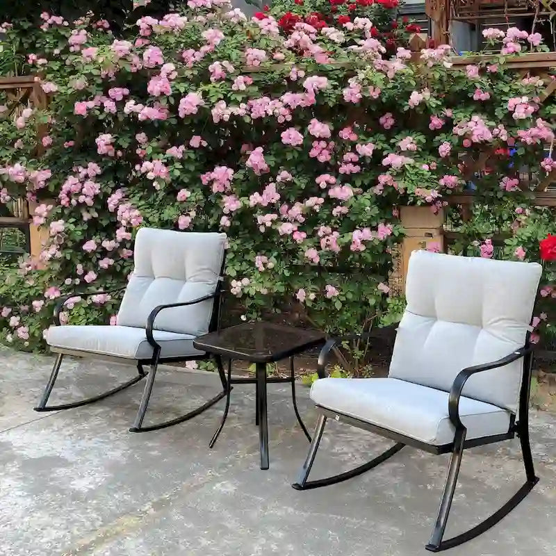 Rocker Set Chair and Teapoy Off-White