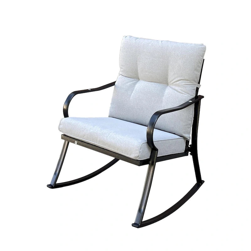 Ensemble fauteuil à bascule et table de chevet blanc cassé