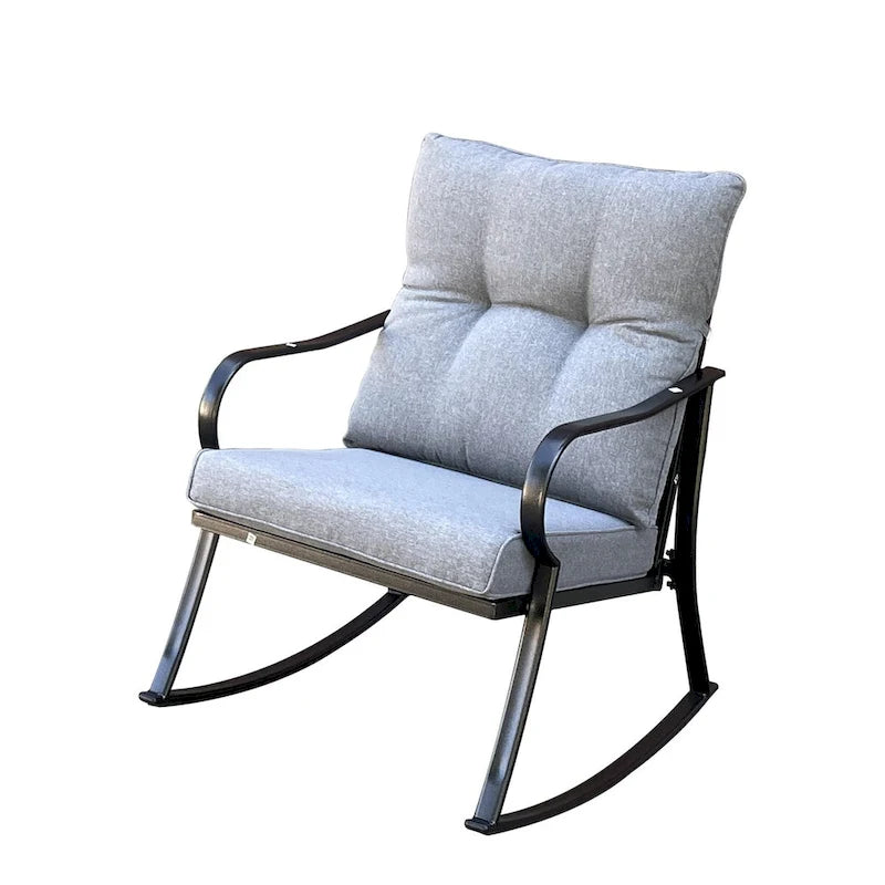 Ensemble fauteuil à bascule et table de chevet blanc cassé