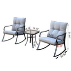Ensemble fauteuil à bascule et table de chevet blanc cassé