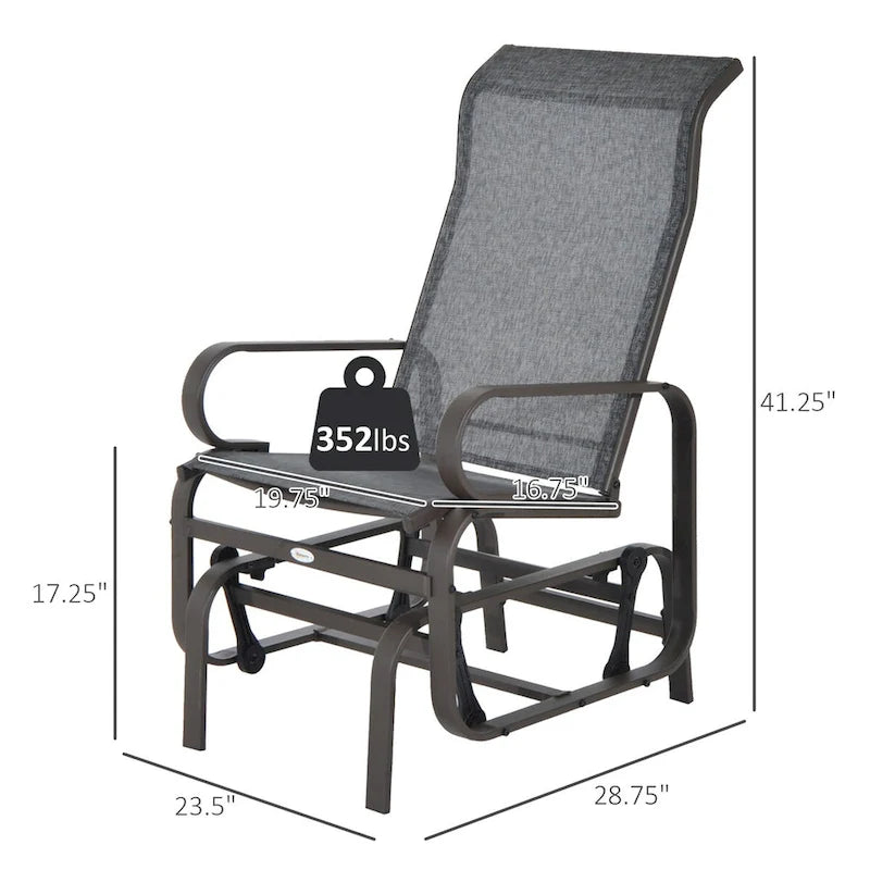 Fauteuil berçant d'extérieur avec mécanisme de bascule fluide