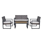 Ensemble de conversation de patio en bois d'acacia composé de 4 pièces avec plateau de table, idéal pour balcon, porche, jardin et pelouse.
