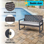 Ensemble de conversation de patio en bois d'acacia composé de 4 pièces avec plateau de table, idéal pour balcon, porche, jardin et pelouse.