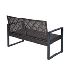 Ensemble de conversation de patio en bois d'acacia composé de 4 pièces avec plateau de table, idéal pour balcon, porche, jardin et pelouse.