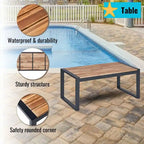 Ensemble de conversation de patio en bois d'acacia composé de 4 pièces avec plateau de table, idéal pour balcon, porche, jardin et pelouse.