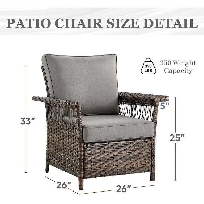 Canapé à dossier haut, 2 fauteuils, 2 poufs et table basse - Marron