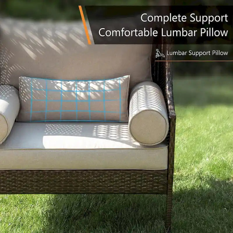 Canapé une place en rotin avec auvent, élégant canapé en osier pour l'extérieur