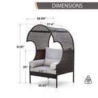 Canapé une place en rotin avec auvent, élégant canapé en osier pour l'extérieur