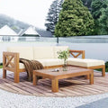 Ensemble de canapé d'angle d'extérieur 5 pièces en bois d'acacia naturel avec tissu résistant à l'eau