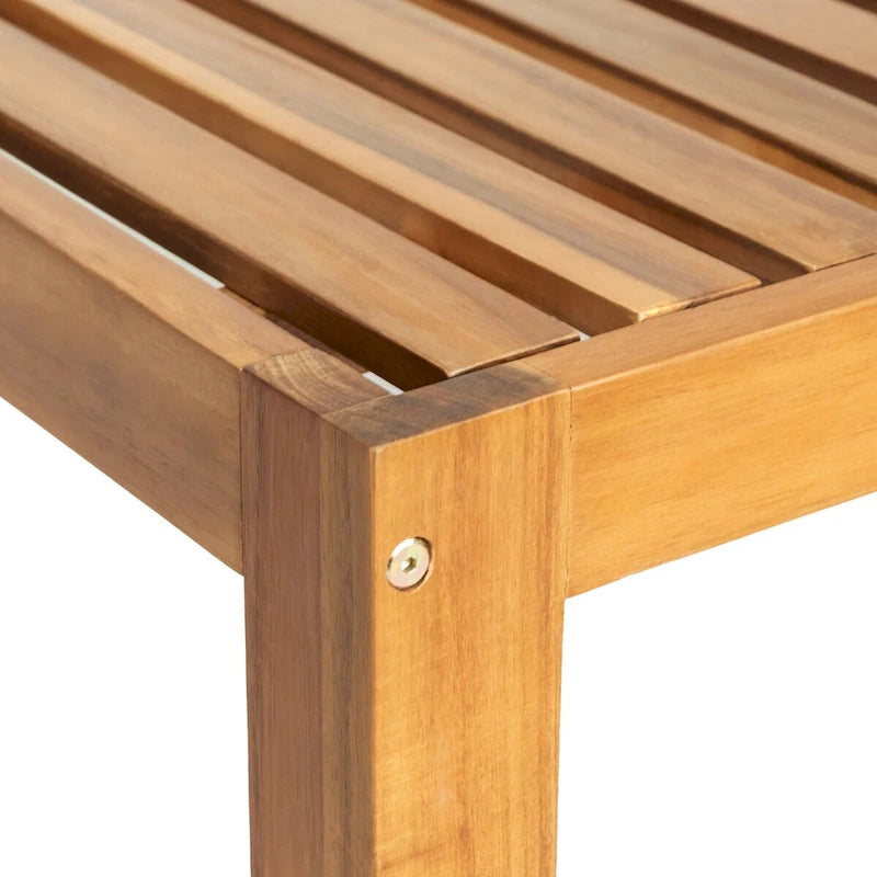 Ensemble de canapé d'angle d'extérieur 5 pièces en bois d'acacia naturel avec tissu résistant à l'eau
