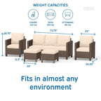 Ensemble de conversation de patio en osier Nestl 5 pièces - Ensemble de meubles de patio sectionnels