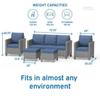 Ensemble de conversation de patio en osier Nestl 5 pièces - Ensemble de meubles de patio sectionnels