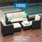 Ensemble de conversation de patio en osier Nestl 5 pièces - Ensemble de meubles de patio sectionnels