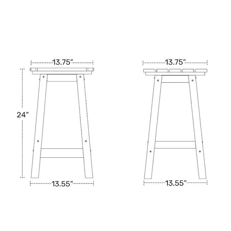 Tabourets de comptoir ronds d'extérieur Polytrends Laguna HDPE tous temps 24 pouces (ensemble de 3)