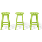 Tabourets de comptoir ronds d'extérieur Polytrends Laguna HDPE tous temps 24 pouces (ensemble de 3)