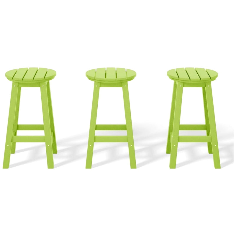 Tabourets de comptoir ronds d'extérieur Polytrends Laguna HDPE tous temps 24 pouces (ensemble de 3)