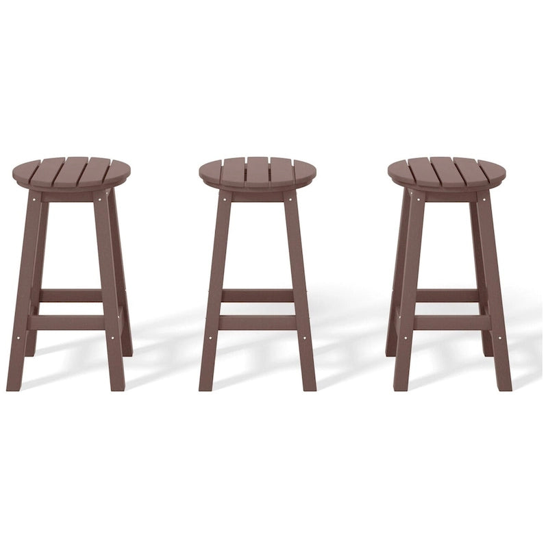 Tabourets de comptoir ronds d'extérieur Polytrends Laguna HDPE tous temps 24 pouces (ensemble de 3)
