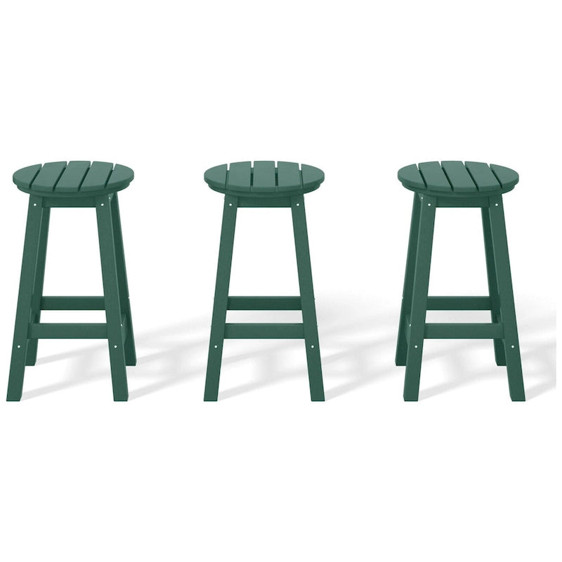 Tabourets de comptoir ronds d'extérieur Polytrends Laguna HDPE tous temps 24 pouces (ensemble de 3)