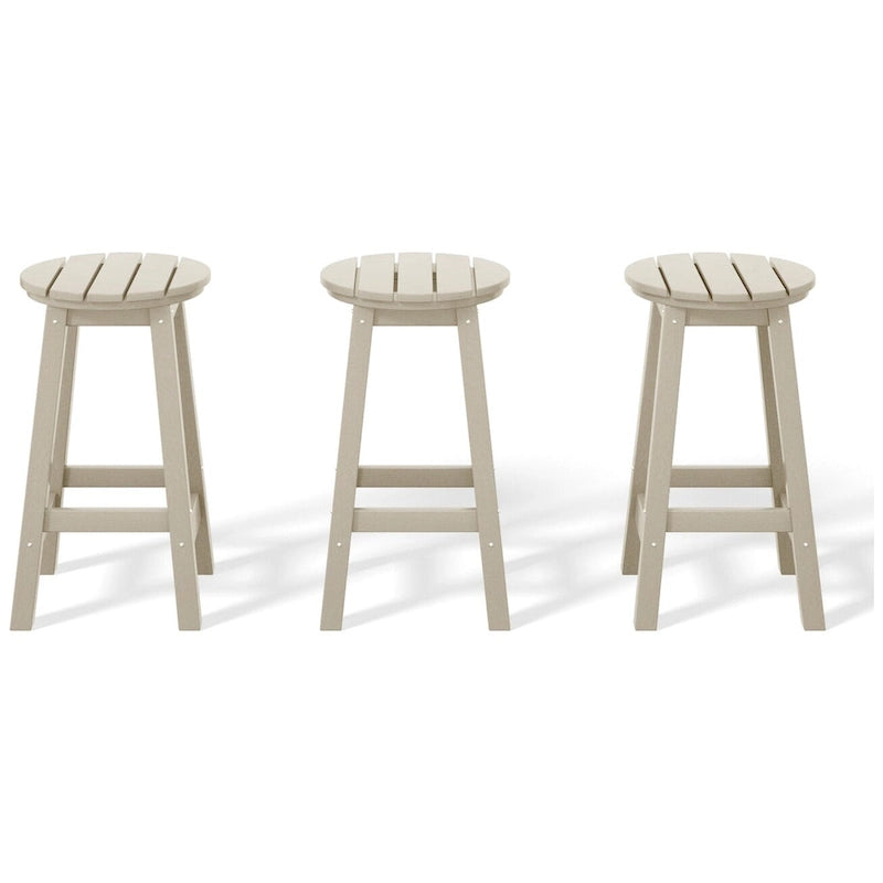Tabourets de comptoir ronds d'extérieur Polytrends Laguna HDPE tous temps 24 pouces (ensemble de 3)