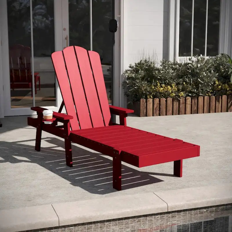 Ensemble de 2 chaises longues commerciales réglables tout temps avec porte-gobelets