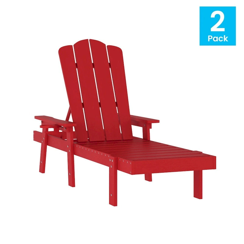 Ensemble de 2 chaises longues commerciales réglables tout temps avec porte-gobelets