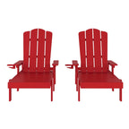 Ensemble de 2 chaises longues commerciales réglables tout temps avec porte-gobelets