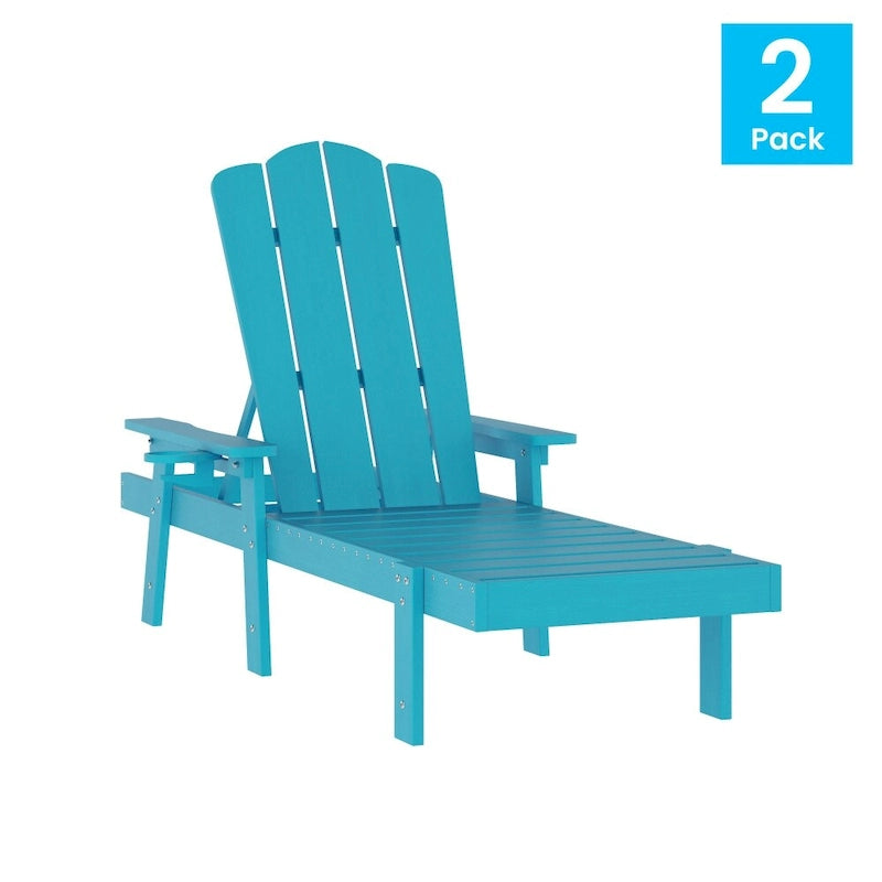 Ensemble de 2 chaises longues commerciales réglables tout temps avec porte-gobelets