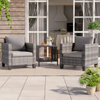 BONOSUKI 3-Piece Patio Sofa Set Grey Rattan with Side Table