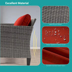 Ensemble de canapé de patio 3 pièces BONOSUKI en rotin gris avec table d'appoint