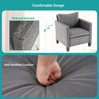 Ensemble de canapé de patio 3 pièces BONOSUKI en rotin gris avec table d'appoint